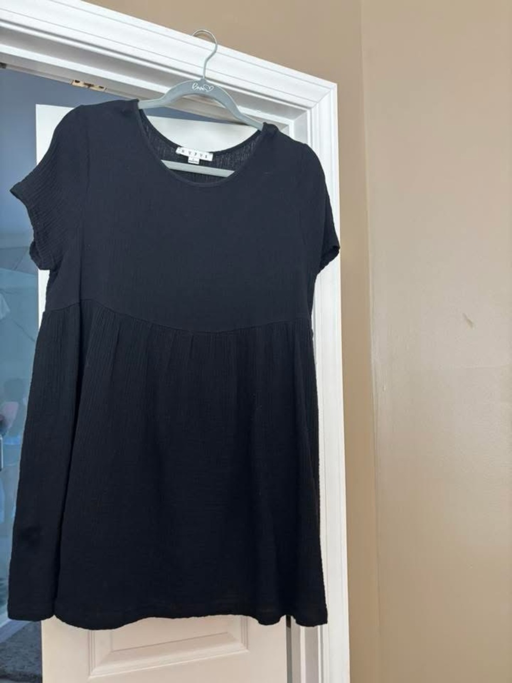 Black Short Sleeve Babydoll Tunic